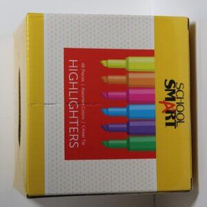 School Smart Tank Style Highlighters, Chisel Tip, Assorted Colors, Pack of 48